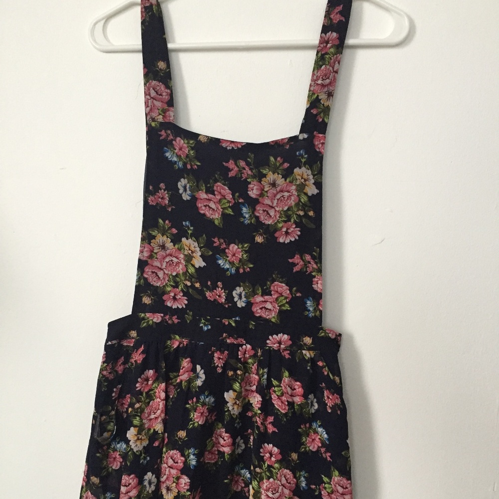 Forever 21 Flower Print Pinafore Dress
